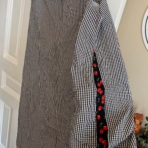 Plus size black gingham high neck dress with cherry pattern side panels